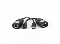 Adaptor Gembird, 1x USB A male - 1x USB A female, 2x RJ45, 0.17m, Black