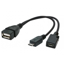 Adaptor Gembird, USB2.0 OTG AF + Micro BF la Micro BM, 0.5m, Black