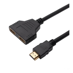 Adaptor HDMI tata la 2 x HDMI mama, contacte aurite VA340G-BU (splitter)