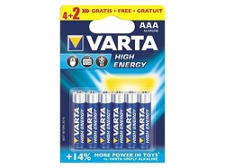 Baterie alcalina Micro (AAA R03) 1.5V 4906 Varta High Energy BAT-LR03-HE-BL4+2-VAR
