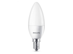 Bec LED Philips tip lumanare 5.5W (40W), E14, alb cald, fără intensitate variabilă, temperatura culoare 2700K, 470 lumeni, 220-240V, durata de viata 15.000 ore, clasa energetica A+