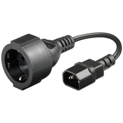 Cablu adaptor alimentare 0.2m IEC320-C14 tata la CEE 7/7 mama, negru 121-BK/0,2-BU