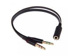 Cablu adaptor audio 0.2m 3.5mm 4 contacte stereo mama la 2 x 3.5mm stereo tata IPH-2X3,5-BU