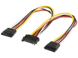 Cablu adaptor de alimentare SATA mama la 2 x SATA tata, 20cm S37/0,2-BU