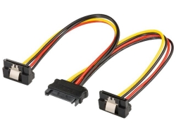 Cablu adaptor de alimentare SATA mama la 2 x SATA tata 90°, 20cm - 95115