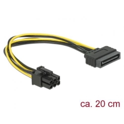 Cablu alimentare Delock SATA 15 pini la PCI Express 6 pini, 21 cm