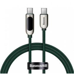 Cablu alimentare si date Baseus Display, Fast Charging 100W, USB Type-C la USB Type-C, braided, display, 1m,verde CATSK-B06