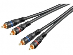 Cablu audio 5m 2 x RCA tata la 2 x RCA tata, contacte aurite HQSA-060 AVC-132/5,0-BU