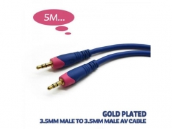 Cablu audio 5m 3,5mm Jack stereo tata la 3,5mm Jack stereo tata, contacte aurite AVC-002/5,0-BU