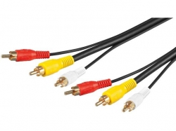 Cablu audio video 10m 3 x RCA tata la 3 x RCA tata HQSA-080 AVC-201/10,0-BU
