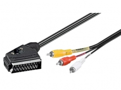 Cablu audio video 2m SCART tata la 3 x RCA tata (audio/video), cu comutator AVC-407/2,0-BU