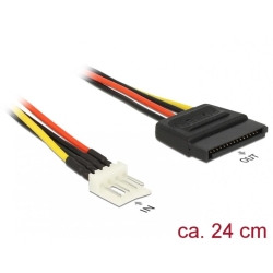 Cablu de alimentare SATA 15 pini la Floppy 4 pini 24cm M-T, Delock 83877