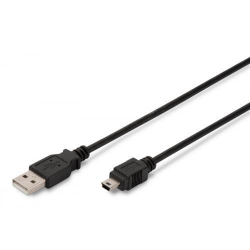 Cablu de date ASSMANN HighSpeed, USB 2.0 - Mini USB, 1m, Black