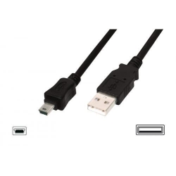 Cablu de date ASSMANN USB 2.0 - Mini USB, 1m, Black AK-300130-010-S