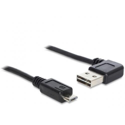 Cablu de date Delock Easy, USB 2.0 Reversibil Angled - Micro USB, 0.5m, White