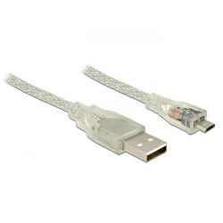 Cablu de date Delock USB - Micro USB, 0.5m, Transparent