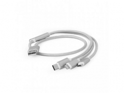 Cablu de date Gembird combo 3-in-1, USB - MicroUSB + Lighting + USB-C, 1m, Silver