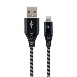 Cablu de date Gembird Premium Cotton Braided, USB-C - USB 2.0, 1m, Black