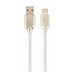 Cablu de date Gembird Premium Rubber, USB - USB-C, 1m, White