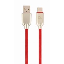 Cablu de date Gembird Premium Rubber, USB - USB-C, 2m, Red