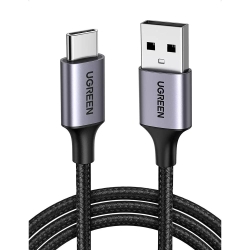 Cablu de date Ugreen US288-60128, USB-A - USB-C, Fast Charging Data Cable 3A, nickel plating, braided, 2m, Black