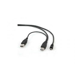 Cablu Gembird, USB 2.0 dual A - mini USB, 1.8m, Black