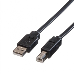 Cablu de imprimanta USB A la B 0.8m Negru Flat, Roline 11.02.8867