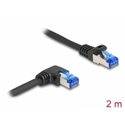 Cablu de retea RJ45 Cat.6A SFTP LSOH drept/unghi 90 grade dreapta 2m Negru, Delock 80223