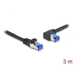 Cablu de retea RJ45 Cat.6A SFTP LSOH drept/unghi 90 grade stanga 3m Negru, Delock 80220