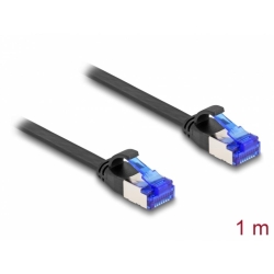 Cablu de retea RJ45 FTP Cat.6A flat/flexibil 1m Negru, Delock 80175