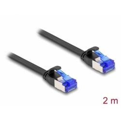 Cablu de retea RJ45 FTP Cat.6A flat/flexibil 2m Negru, Delock 80176