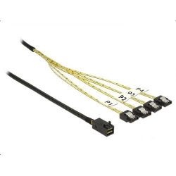 Cablu Delock Cable Mini SAS HD SFF-8643 Male - 4 x SATA, 7 pini Female, 1m, Black