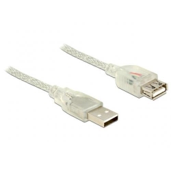 Cablu Delock USB 2.0 Male - USB 2.0 Female, 1.5m, Transparent