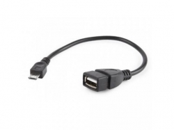 Cablu OTG Gembird, 1x USB 2.0 female - 1x microUSB male, 0.15m, Black