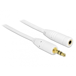 Cablu prelungitor audio jack 3.5mm 3m Alb, Delock 83769