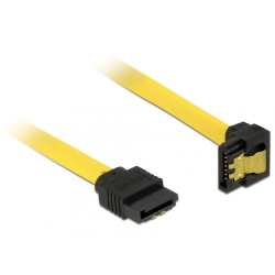 Cablu SATA III 6 Gb/s unghi jos-drept, clips metalic 10 cm, Delock 82798