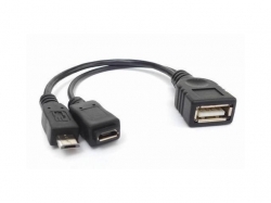 Cablu USB 0,1m A mama la 5 pini micro B tata + 5 pini micro B mama  AF-UBM/0,1-OTGPW-BU