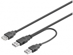 Cablu USB 2.0 0.3m 2 x A tata la A mama, negru EXT-Y-BK/0,3-BU