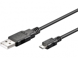 Cablu USB 2.0 0,3m A tata la micro B tata, negru, microUSB AM-UBM/0,3-BU