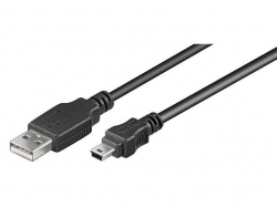 Cablu USB 2.0 1.8m A tata la 5 pini mini B tata, negru, miniUSB AM-MBM/1,8-BU