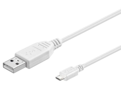 Cablu USB 2.0 1.8m A tata la micro B tata, alb, microUSB AM-UBM-WE/1,8-BU