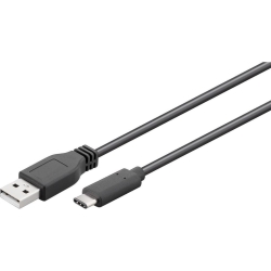 Cablu USB 2.0 tata la USB-C tata 1.80m negru, Goobay ; Cod EAN: 4040849554681