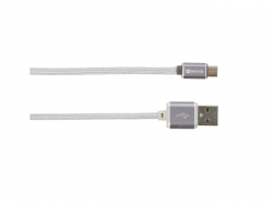 Cablu USB 2 in 1 cu conector micro USB argintiu 1m Steel Line Skross ; Cod EAN: 7640166320920
