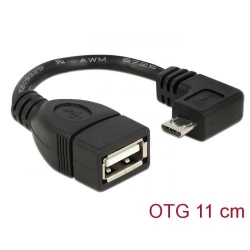 Cablu Delock 83104, micro USB-B - USB 2.0 OTG, 0.11m, Black