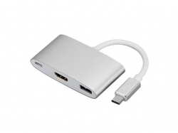 Convertor semnal de la USB3.1 (tip C) tata la HDMI mama+USB3.0 mama+USB3.1 mama VA365-BL