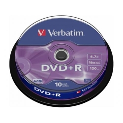 DVD+R Verbatim 16X, 4.7GB, 10buc, Spindle