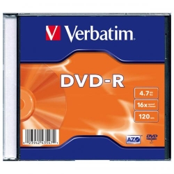 DVD-R Verbatim 16X, 4.7GB, 1buc, Slim Case