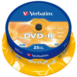 DVD-R Verbatim 16x, 4.7GB, 25 buc, Spindle