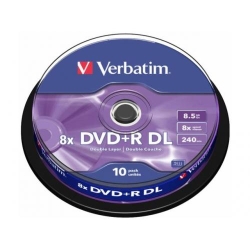 DVD+R Verbatim 8X, 8.5GB, 10buc, Spindle