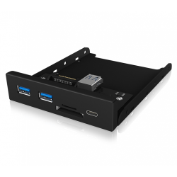 Front Panel Raidsonic IcyBox, 3x USB 3.0, 1x USB-C, 1x micro SD/SD card reader, Black